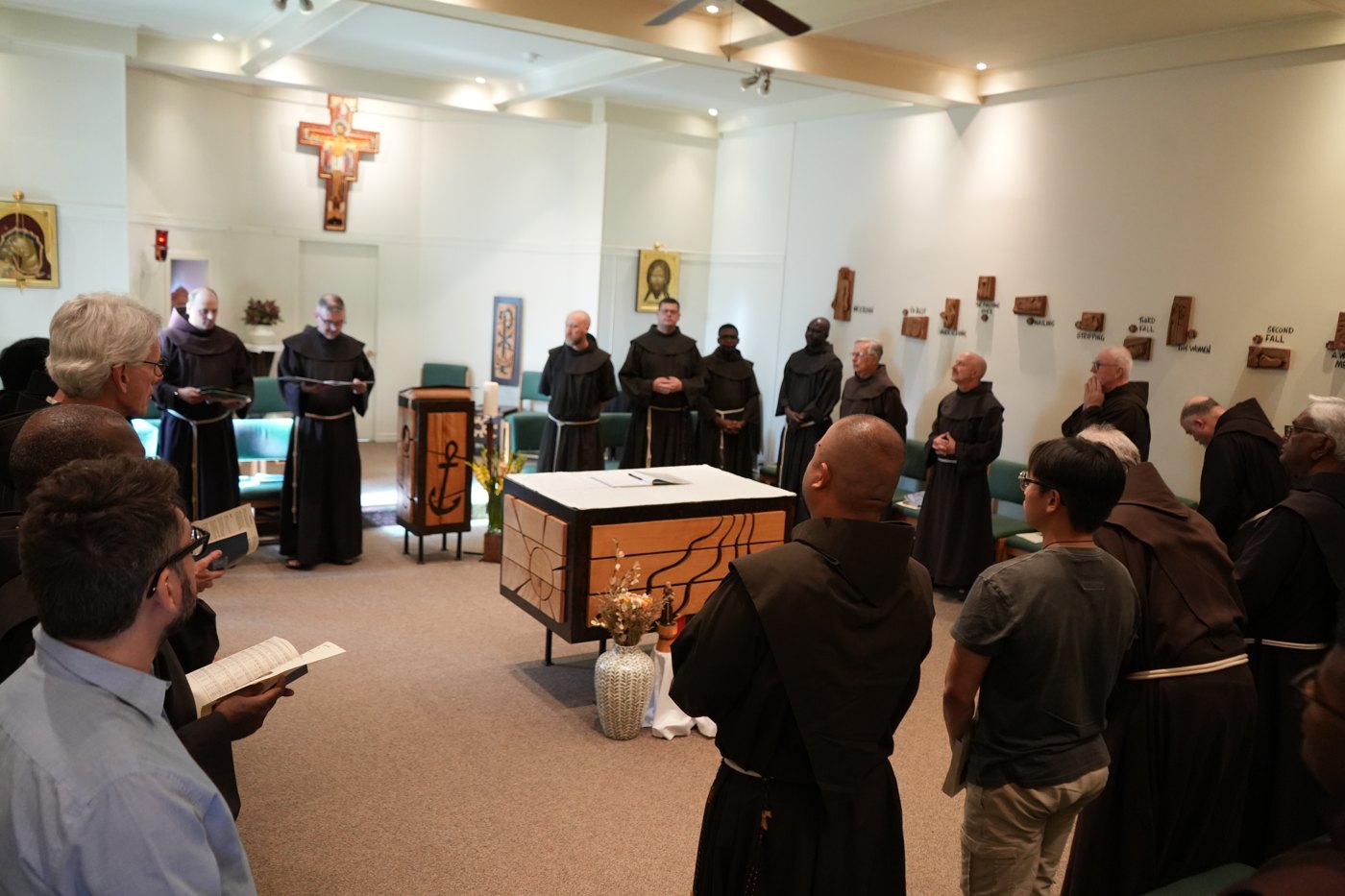 Friars gathered in the chapel for the renewal of vows